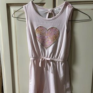 Pink Striped romper  with Heart Design girls size 5